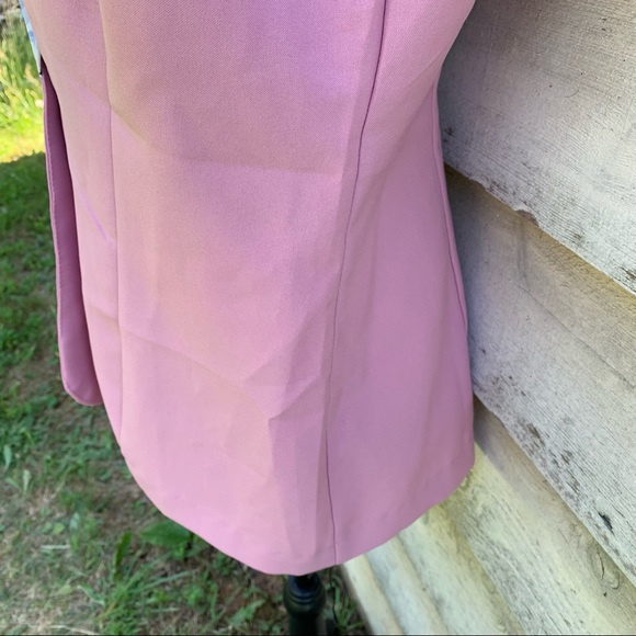 True Vintage 60s Mauve Floral Collared Short Puff Sleeve Button Down Suit Blouse - Picture 14 of 16